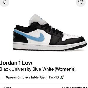 Jordan 1 Low Black University Blue White Women's Sneakers